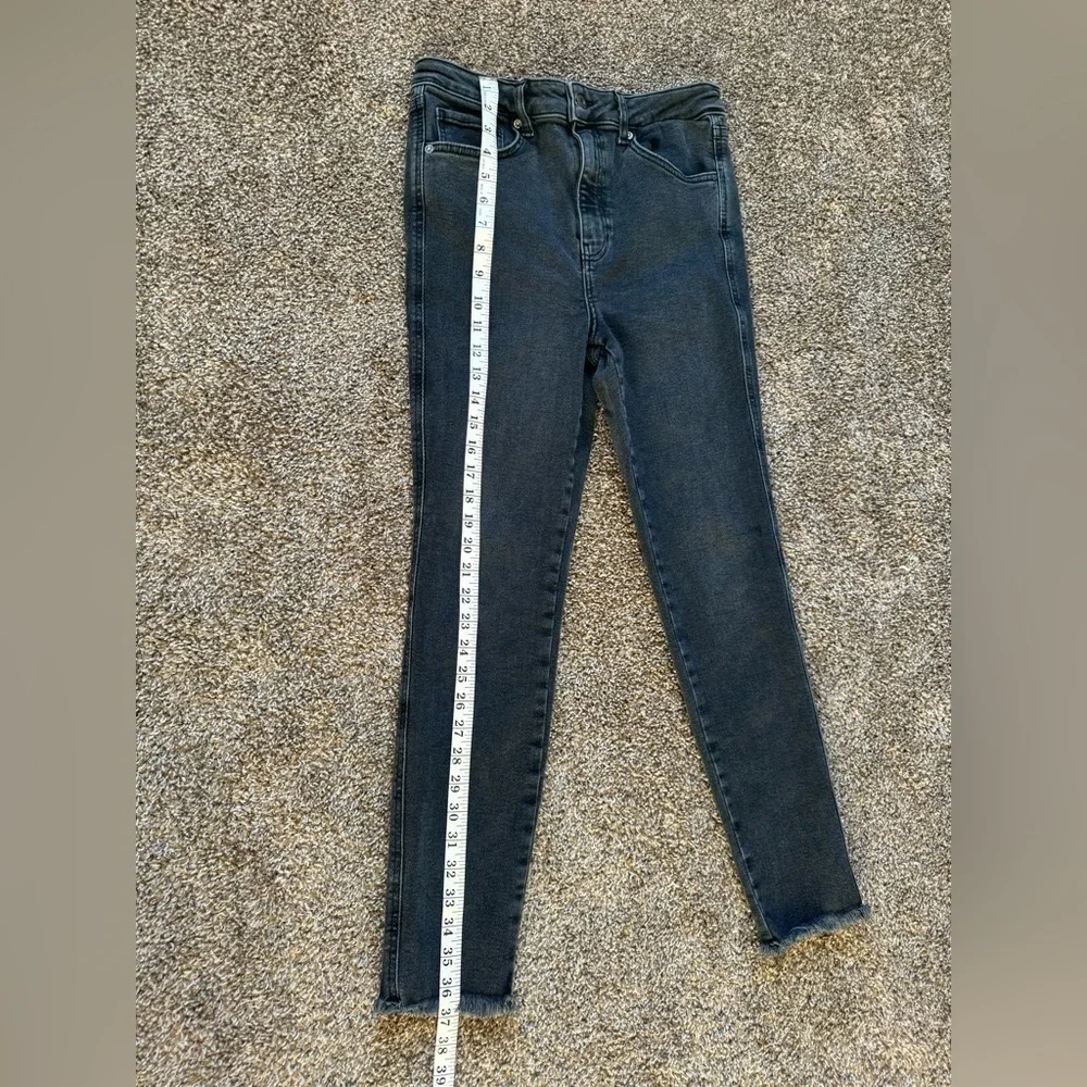 Free People We The Free high waisted cropped skinny jeans stretch raw hem black